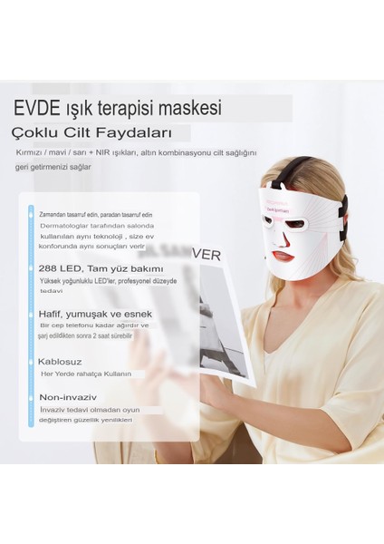LED Yüz Maskesi Yüz Için Kırmızı Işık Terapisi , Kızılötesi Işıklı 3 Renkli LED Cilt Maskesi fırsatları