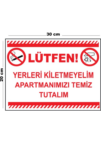 Metal Yerleri Kirletmeyelim Apartmanımızı Temiz 20CM x 30CM A4 Büyüklüğünde Uyarı Levhası Yönlendir