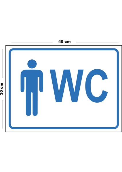Metal Erkek Wc 30CM x 40CM A3 Büyüklüğünde Uyarı Levhası Yönlendirme Tabelası