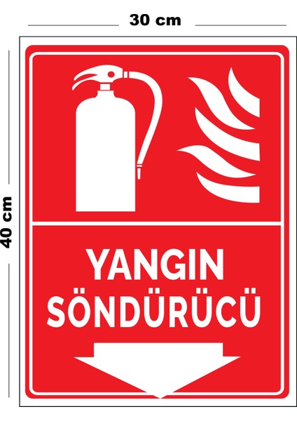 Metal Yangın Söndürücü Kullanımı 30 cm x 40 cm A3 Büyüklüğünde Uyarı Levhası Yönlendirme Tabelası