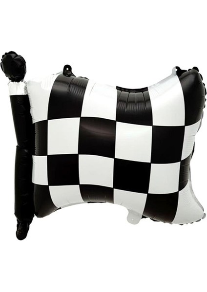 Damalı Yarış Bayrak Folyo Balon Doğum Günü Parti Balonu 20 cm