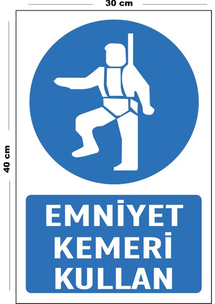 Metal Emniyet Kemeri Kullan 30 cm x 40 cm A3 Büyüklüğünde Uyarı Levhası Yönlendirme Tabelası