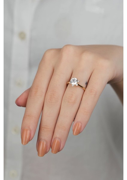 14 Ayar Altın Lotus Çiçekli Yüzük 885