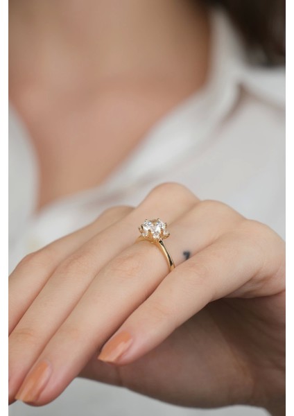 14 Ayar Altın Lotus Çiçekli Yüzük 885 modelleri