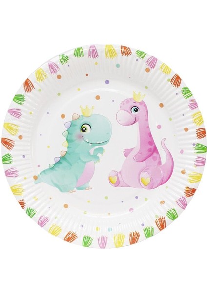 Sevimli Dinozor Temalı Tabak Karton Doğum Günü Tabağı 8'li fiyatları