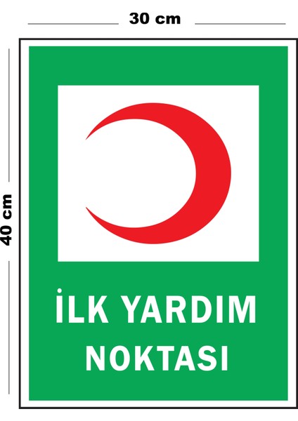 Metal Ilk Yardım Noktası 30 cm x 40 cm A3 Büyüklüğünde Uyarı Levhası Yönlendirme Tabelası