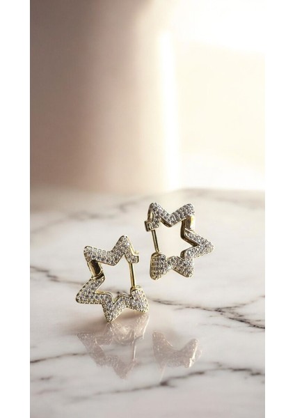 Viostar Gold Yıldız Tasarım Küpe
