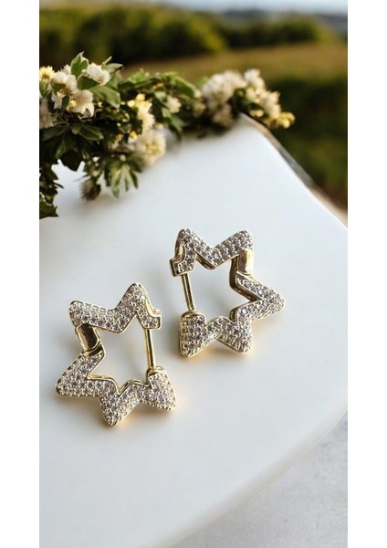 Viostar Gold Yıldız Tasarım Küpe