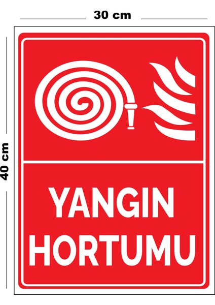 Metal Yangın Hortumu 30 cm x 40 cm A3 Büyüklüğünde Uyarı Levhası Yönlendirme Tabelası