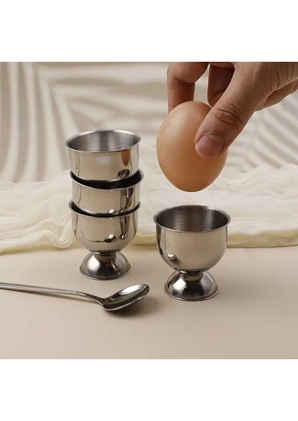 4 Adet Paslanmaz Çelik Kadeh Haşlanmış Yumurta Tutucu, Kadeh Yumurtalık, Ev, Cafe Otel, Restaurant Yumurta Standı