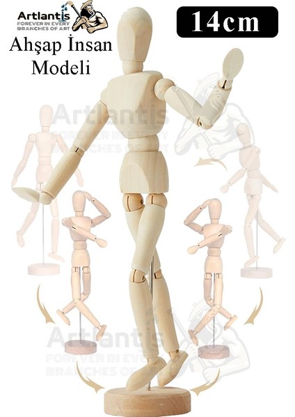 Ahşap Insan Modeli 14 cm 1 Paket Insan Figürlü Ahşap Model Manken Resim Ressam Eğitimi Tahta Adam Kukla Stilist