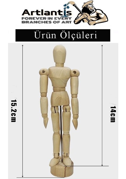 Ahşap Insan Modeli 14 cm 1 Paket Insan Figürlü Ahşap Model Manken Resim Ressam Eğitimi Tahta Adam Kukla Stilist
