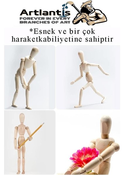 Ahşap Insan Modeli 14 cm 1 Paket Insan Figürlü Ahşap Model Manken Resim Ressam Eğitimi Tahta Adam Kukla Stilist