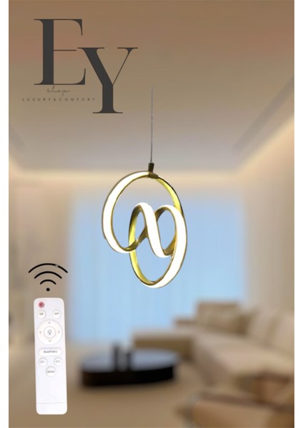 Modern Gold Venüs Model 3 Renk Kumandalı (Beyaz&sarı&günışığı) LED Avize modelleri