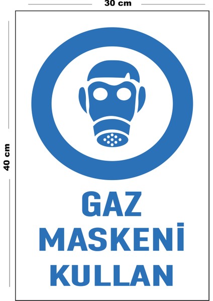 Metal Gaz Maskeni Kullan 30 cm x 40 cm A3 Büyüklüğünde Uyarı Levhası Yönlendirme Tabelası