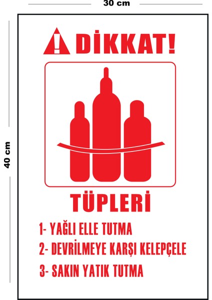 Metal Dikkat Tüpleri Yağlı Elle Tutma 30 cm x 40 cm A3 Büyüklüğünde Uyarı Levhası Yönlendirme Tabela