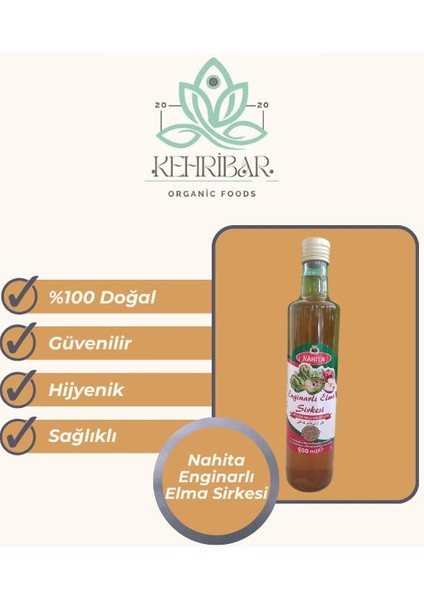 Enginarlı Elma Sirkesi - 500 ml Katkısız Doğal Fermente modelleri