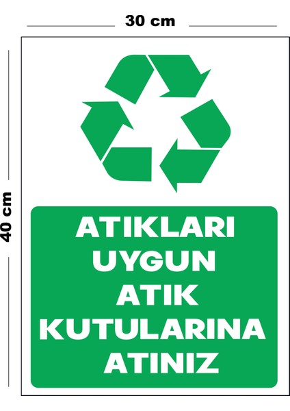 Metal Atıkları Uygun Atık Kutularına Atınız 30 cm x 40 cm A3 Büyüklüğünde Uyarı Levhası Yönlendirme