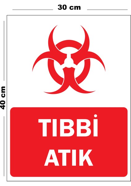 Metal Tıbbi Atık 30CM x 40CM A3 Büyüklüğünde Uyarı Levhası Yönlendirme Tabelası