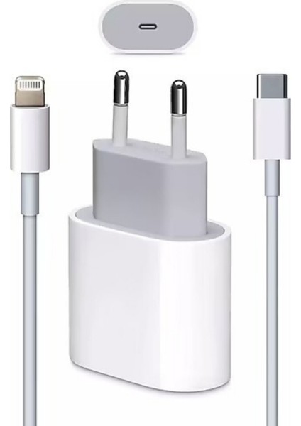 Apple Uyumlu 20W Şarj Adaptorü Type-C Başlık + Type C To Lightning Kablo- Yüksek Kalite - 20W Power Adapter indirimleri