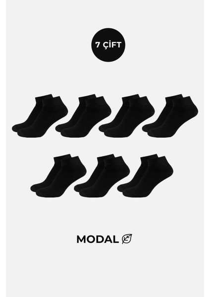 Modal Kadın Kutulu 7 Çift Siyah Patik Çorap