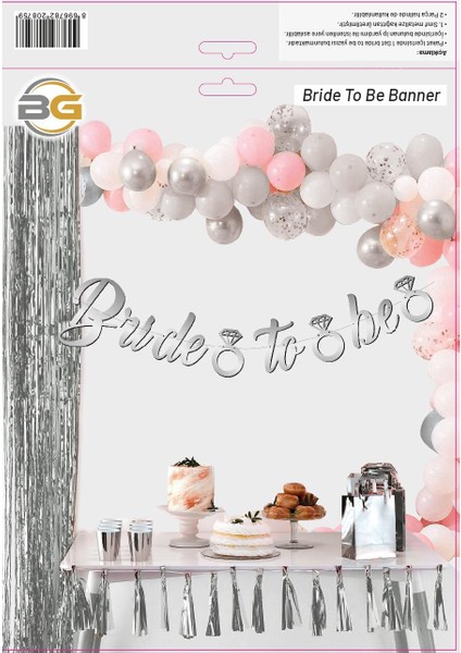 Kaligrafi Banner Bride To Be Gümüş