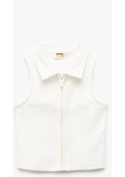 Pamuklu Fermuarlı Dar Kesim Gömlek Yaka Kolsuz Crop Atlet modelleri