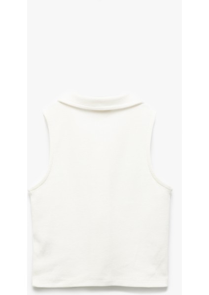 Pamuklu Fermuarlı Dar Kesim Gömlek Yaka Kolsuz Crop Atlet fırsatları