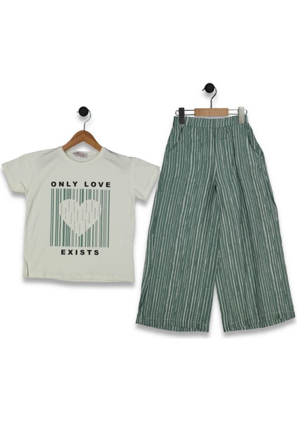 Taşlı Kalp Desenli Kız Takım