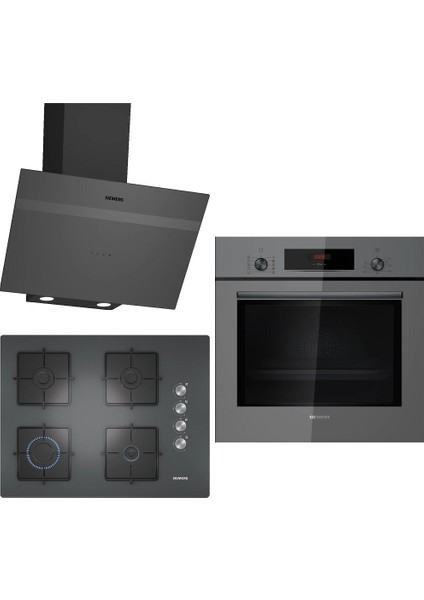 Gri 3 Lü Ankastre Set 181 (HB012FBH1T - EO7C9PO12O - LC64KPJ70T)
