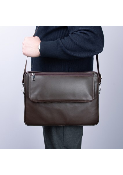 S.deri Laptop Çantası,tablet Çantası,14'' Inç,vegan,omuz ve Valiz Askılı,aksesuar ve Evrak Cepli,25.5*36*2 Cm.,kahverengi indirimleri