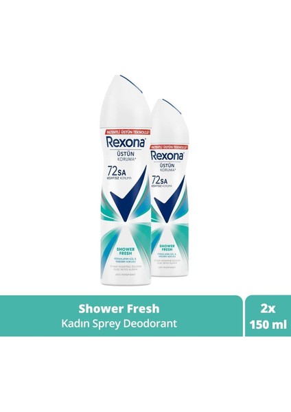 Kadın Sprey Deodorant Shower Fresh 72 Saat Kesintisiz Üstün Koruma 150 ml X2