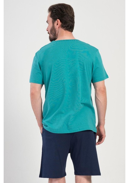 Erkek Büyük Beden Kısa Kol Yeşil Şortlu Pijama Takım C9T7N1O904