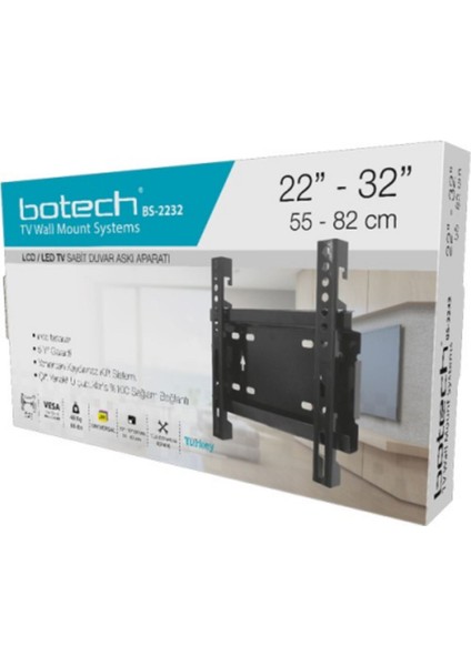 Rom BS-2232 Sabit Tv Askı Aparatı 55 x 82 cm Romshp 1067323