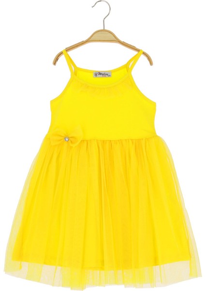 Kız Çocuk Elbise Tüllü Taç Tokalı