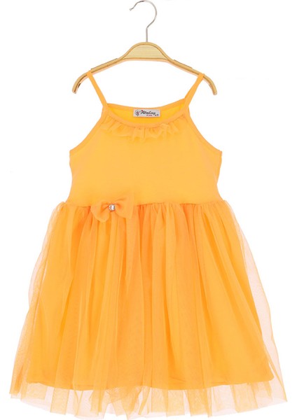 Kız Çocuk Elbise Tüllü Taç Tokalı