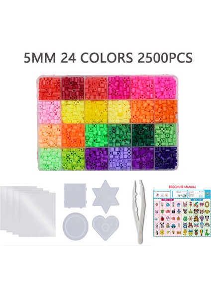 24/72 Renk Kutu Seti Hama Boncuk Oyuncak 2.6/5mm Perler Eğitici Çocuk 3D Bulmacalar Diy Oyuncaklar Sigorta Boncuk Pegboard Levhalar Ütü Kağıt (Yurt Dışından)