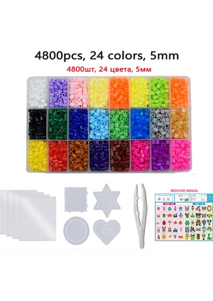 24/72 Renk Kutu Seti Hama Boncuk Oyuncak 2.6/5mm Perler Eğitici Çocuk 3D Bulmacalar Diy Oyuncaklar Sigorta Boncuk Pegboard Levhalar Ütü Kağıt (Yurt Dışından)
