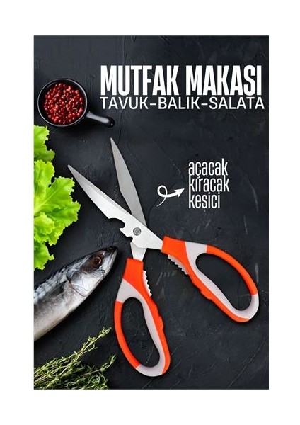 Mutfak Makası - Tavuk Kesme Makası Balık Temizleme Makası Salata Hazırlama Makası