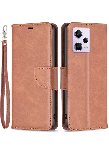 Xiaomi Redmi Için Telefon Kapağı Not 12 Pro 5g/note 12 Pro Speed ​​5g/poco X5 Pro 5g Anti-Drop Cüzdan Stand Kılıf Deri Kapak Kayış-Brown (Yurt Dışından)