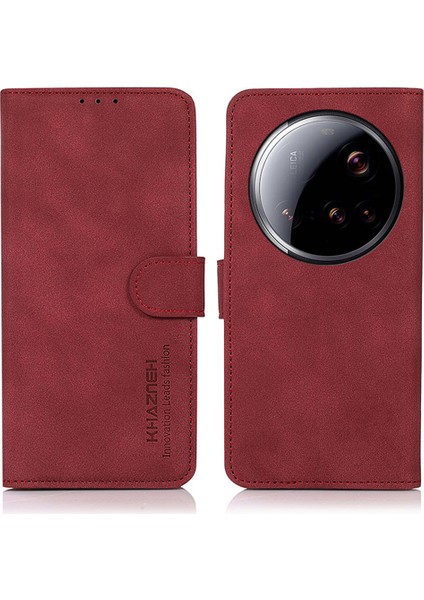 Khazneh Xiaomi 15 Ultra Kılıf Pu Deri Cüzdan Standlı Telefon Kapağı-Kırmızı (Yurt Dışından)