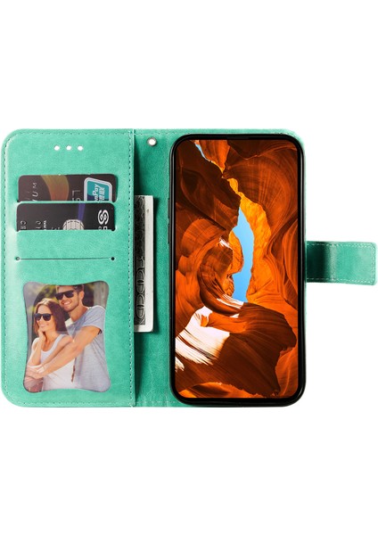 Xiaomi 15 Ultra Kılıf Çiçek Desenli Pu Deri Cüzdan Standlı Telefon Kapağı-Yeşil (Yurt Dışından) modelleri