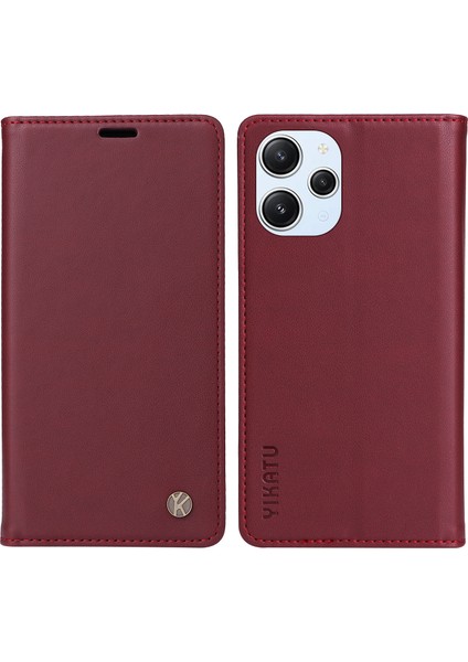 Xiaomi Redmi 12 4g/5g(Global)Deri Kılıf Cüzdan Telefon Kapağı-Şarap Kırmızısı Için (Yurt Dışından)