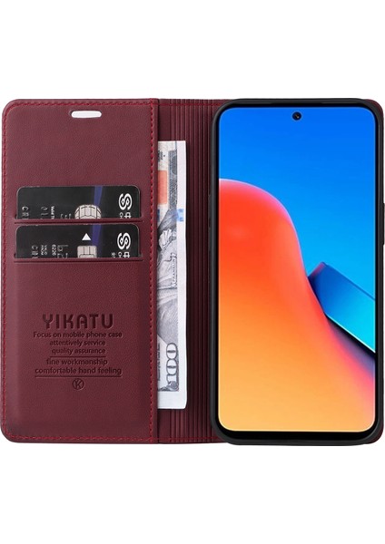 Xiaomi Redmi 12 4g/5g(Global)Deri Kılıf Cüzdan Telefon Kapağı-Şarap Kırmızısı Için (Yurt Dışından) fiyatları