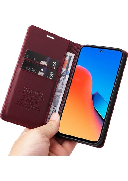Xiaomi Redmi 12 4g/5g(Global)Deri Kılıf Cüzdan Telefon Kapağı-Şarap Kırmızısı Için (Yurt Dışından) indirimleri