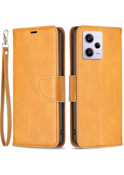 Xiaomi Redmi Için Telefon Kapağı Not 12 Pro 5g/note 12 Pro Speed ​​5g/poco X5 Pro 5g Anti-Drop Cüzdan Standı Kılıf Flip Deri Kapak Strap-Sarı (Yurt Dışından)