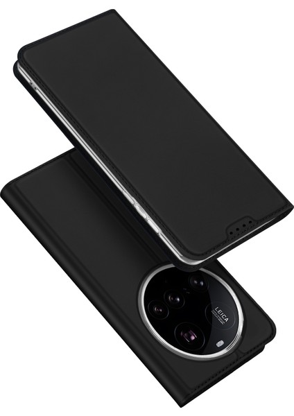 Xiaomi 15 Ultra Kılıf Dux Ducıs Skin Pro Serisi Deri Stand Kapağı Kart Sahibinin-Siyah (Yurt Dışından)