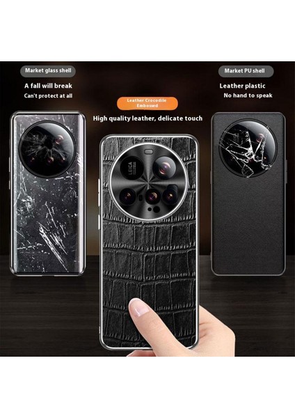 Xiaomi 15 Ultra Kılıf Timsah Dokulu Hakiki Inek Derisi+Tpu+Metal Telefon Kapağı-Siyah (Yurt Dışından) modelleri