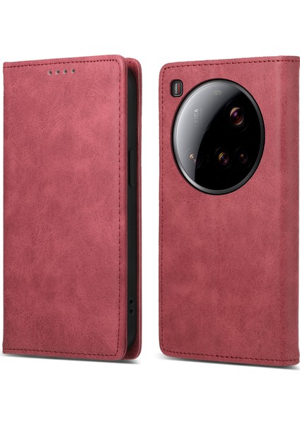 Xiaomi 15 Ultra Cüzdan Kılıfı Rfıd Engelleme Pu Deri Telefon Kapağı-Kırmızı (Yurt Dışından)