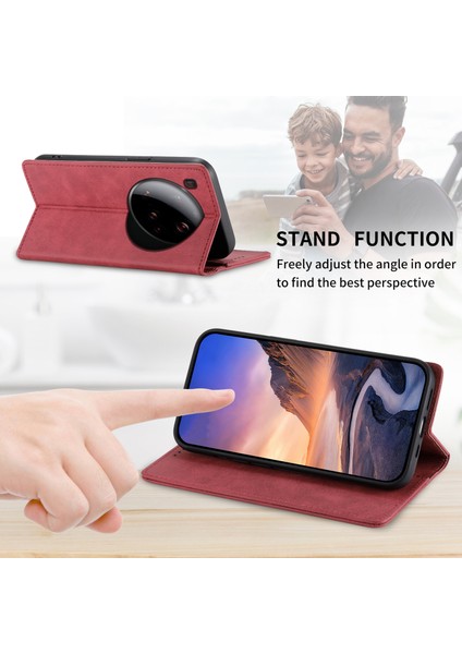 Xiaomi 15 Ultra Cüzdan Kılıfı Rfıd Engelleme Pu Deri Telefon Kapağı-Kırmızı (Yurt Dışından) modelleri
